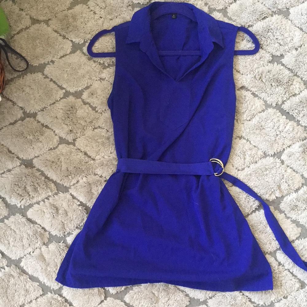 Medium belted deep blue shirt